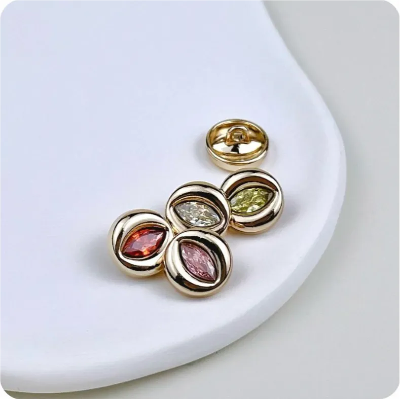 11mm Evil Eye Thin Eye Zircon Metal Button for Women Blouses 20pcs