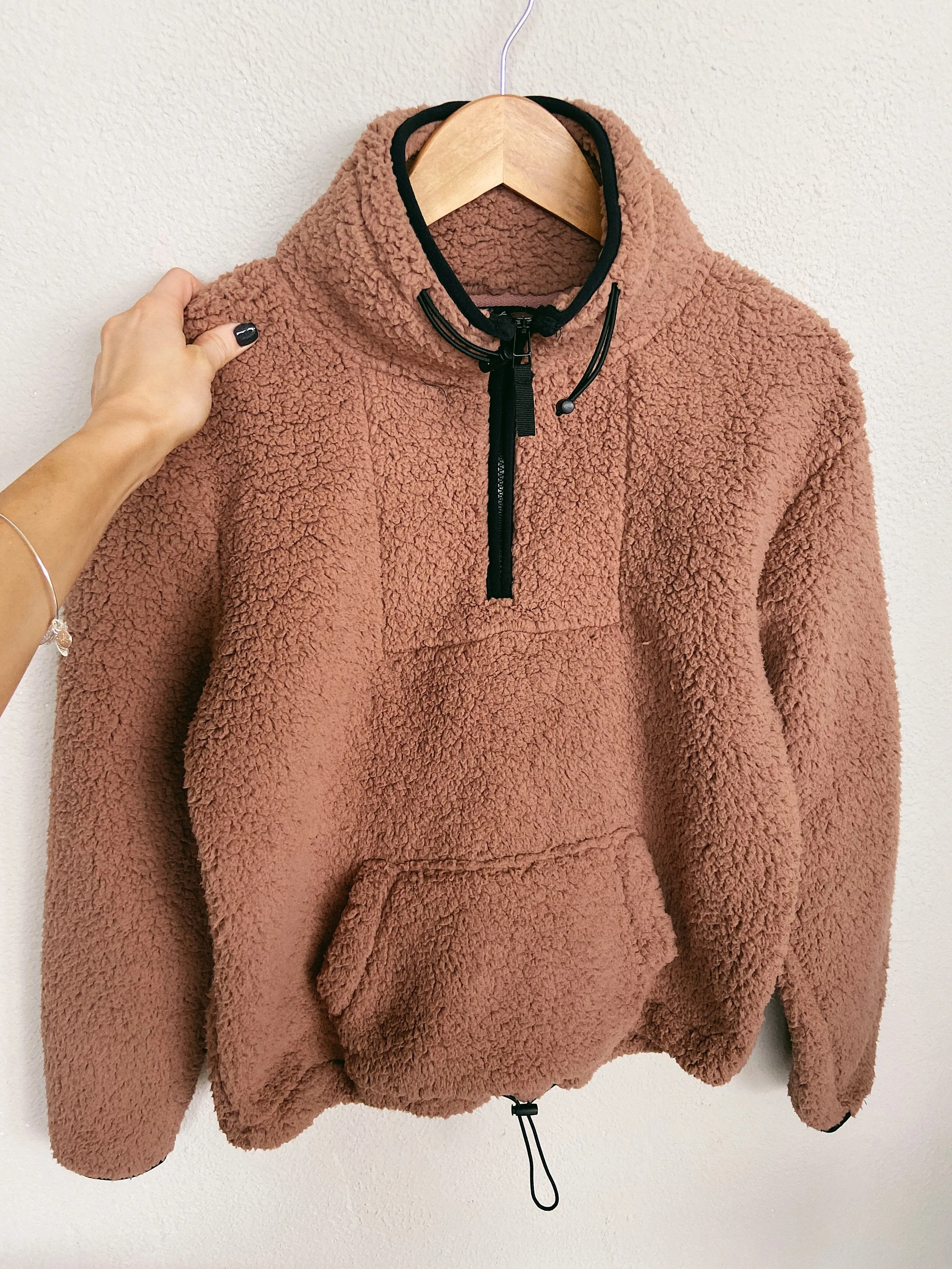 1/4 Zip Cloud Sherpa- Raspberry Cocoa