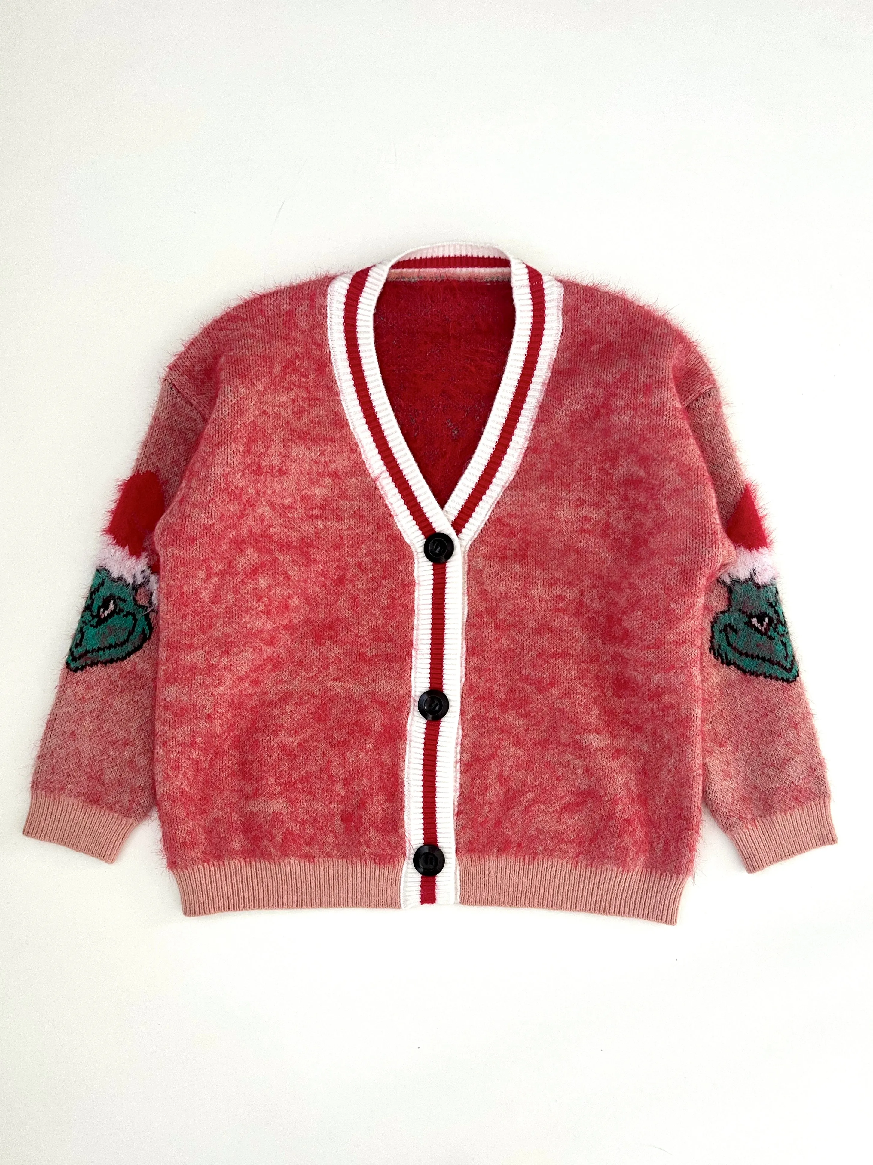 2025 Holiday Cardigans: Fuzzy Grinch Varsity