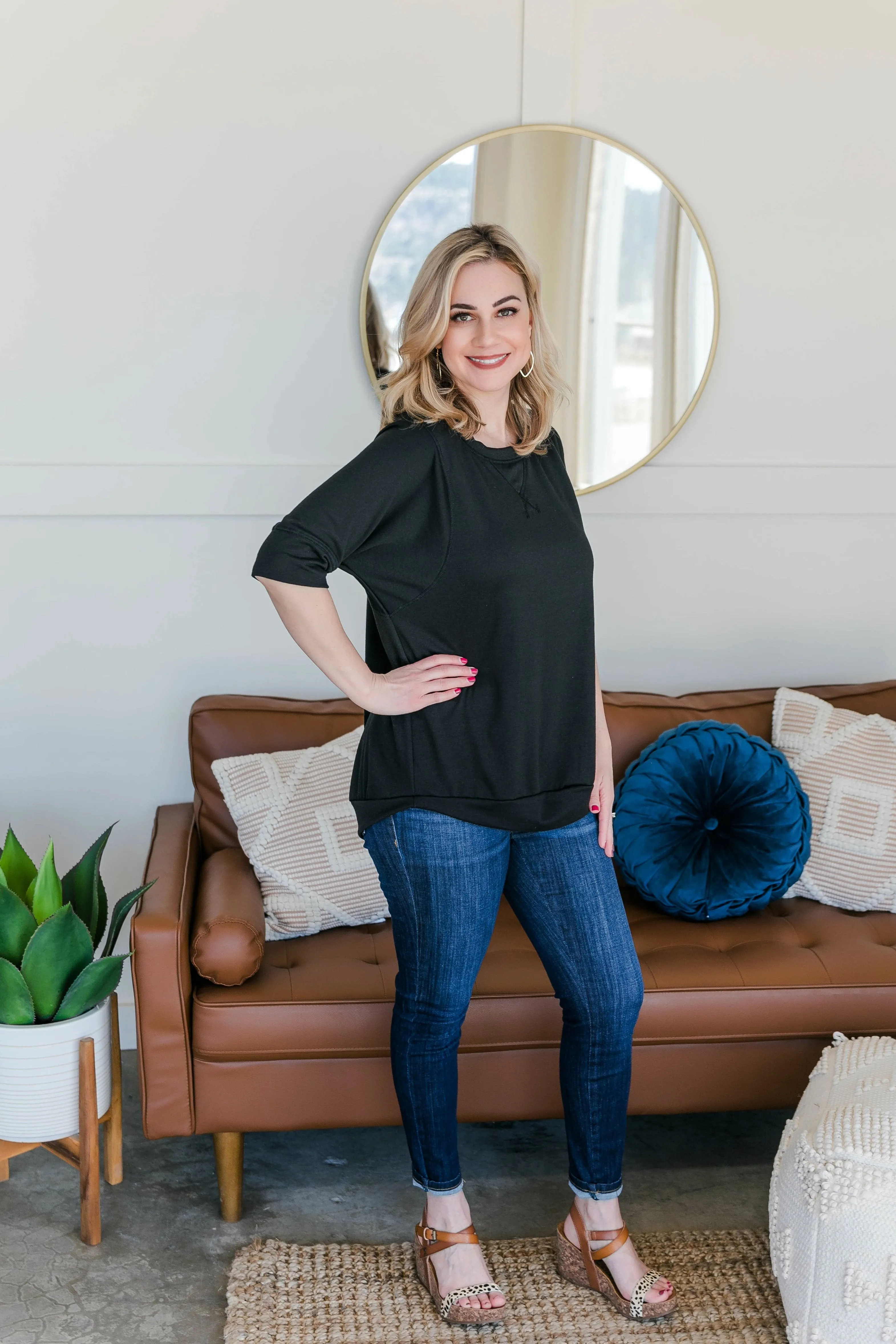 Aced That Sweatshirt Top In Black
