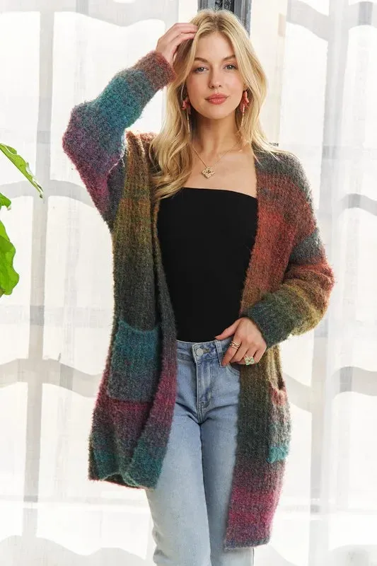 ADORA Multi Color Ombre Sweater Cardigan