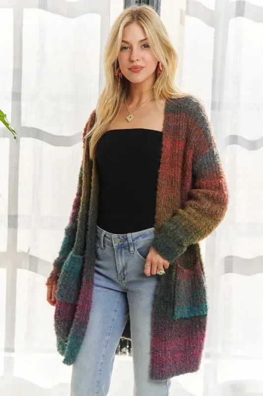 ADORA Multi Color Ombre Sweater Cardigan