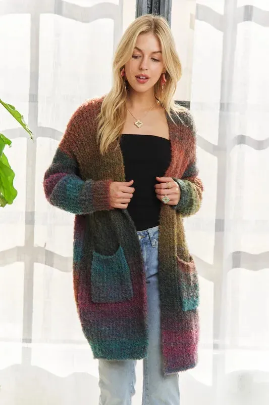ADORA Multi Color Ombre Sweater Cardigan