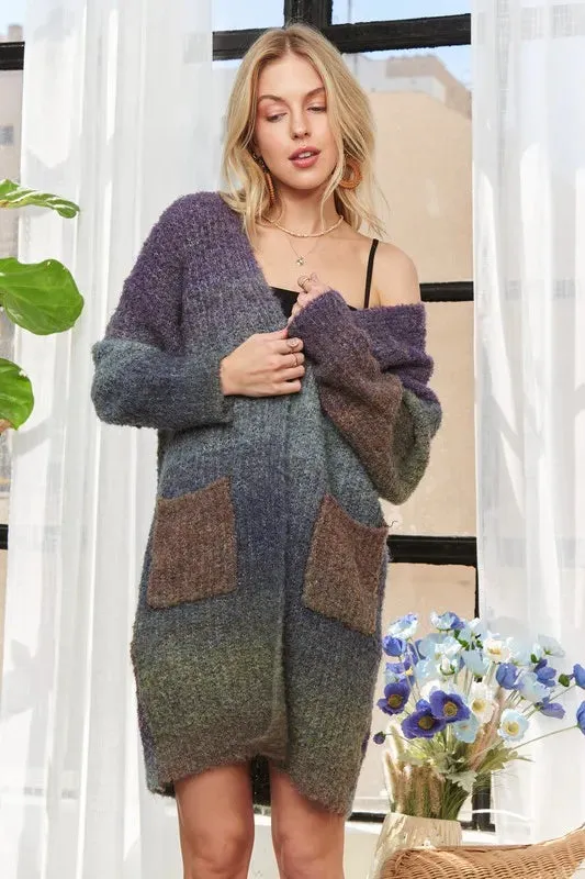 ADORA Multi Color Ombre Sweater Cardigan