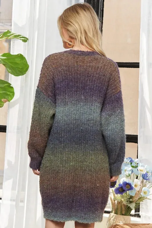 ADORA Multi Color Ombre Sweater Cardigan