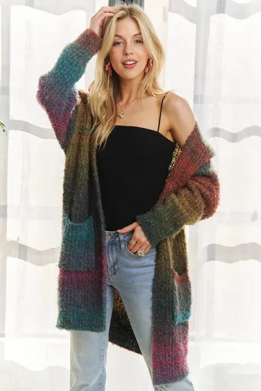 ADORA Multi Color Ombre Sweater Cardigan