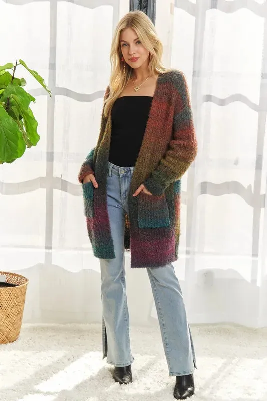 ADORA Multi Color Ombre Sweater Cardigan