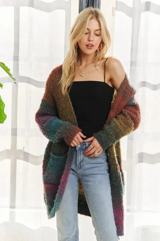 ADORA Multi Color Ombre Sweater Cardigan