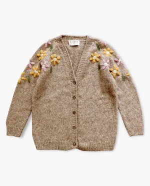 Adult Flower Rain cardigan | Beigebrown
