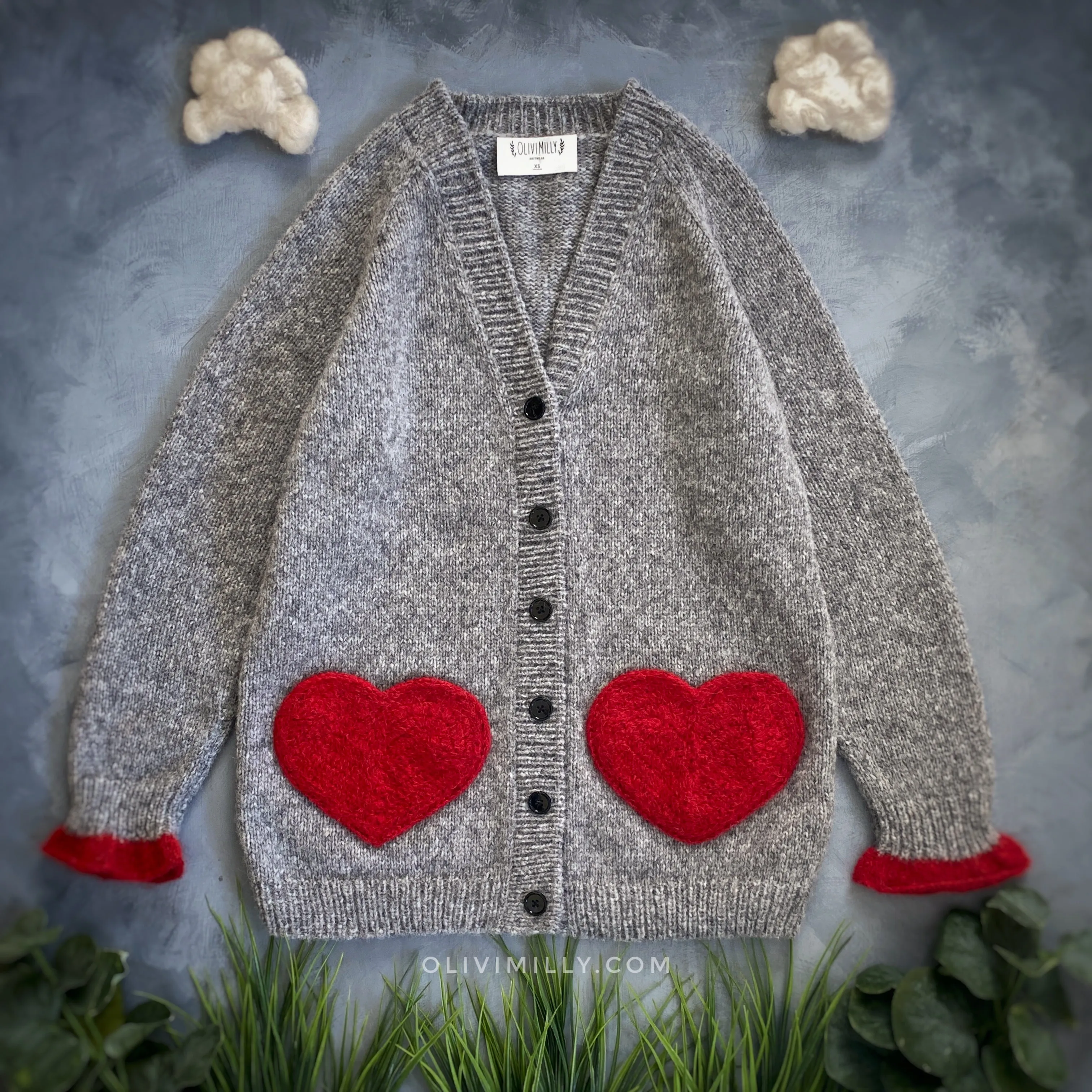 Adult Sweet Heart cardigan | Red