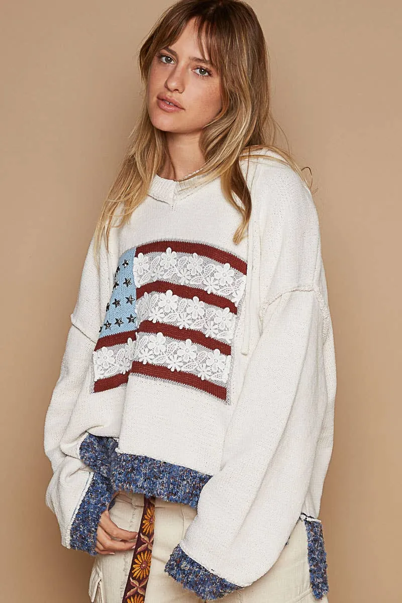 American flag POL sweater