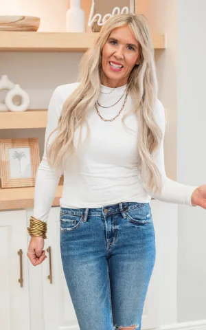 Amicis Giulia Mockneck Long Sleeves Basic Top - Final Sale