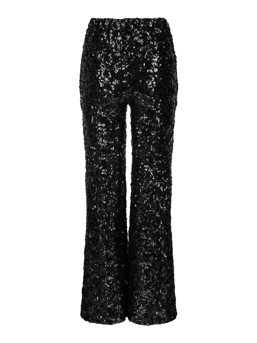 Amina Sequin Pants Black