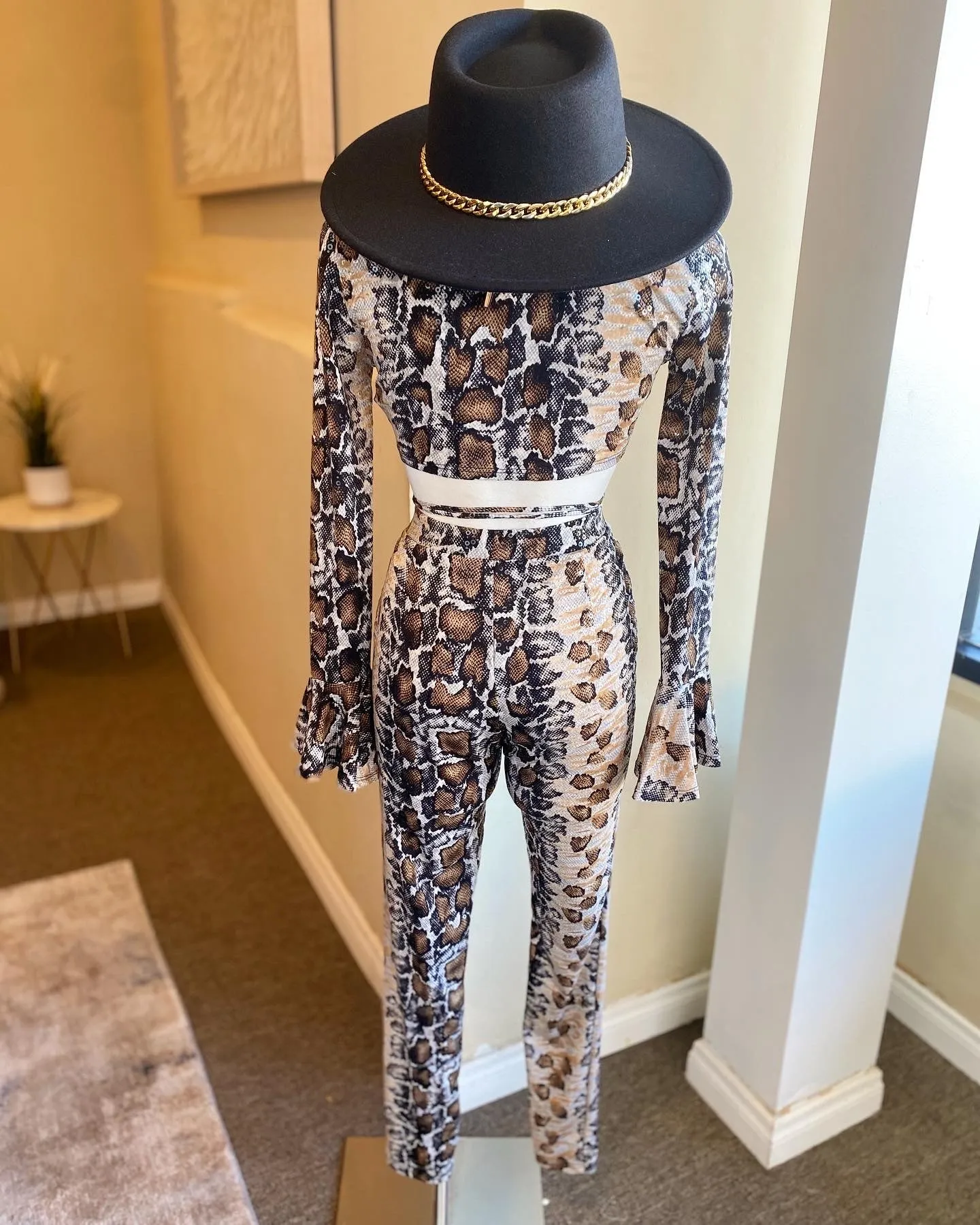 Animal Print Tie Top Pants Set FINAL SALE