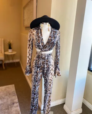 Animal Print Tie Top Pants Set FINAL SALE
