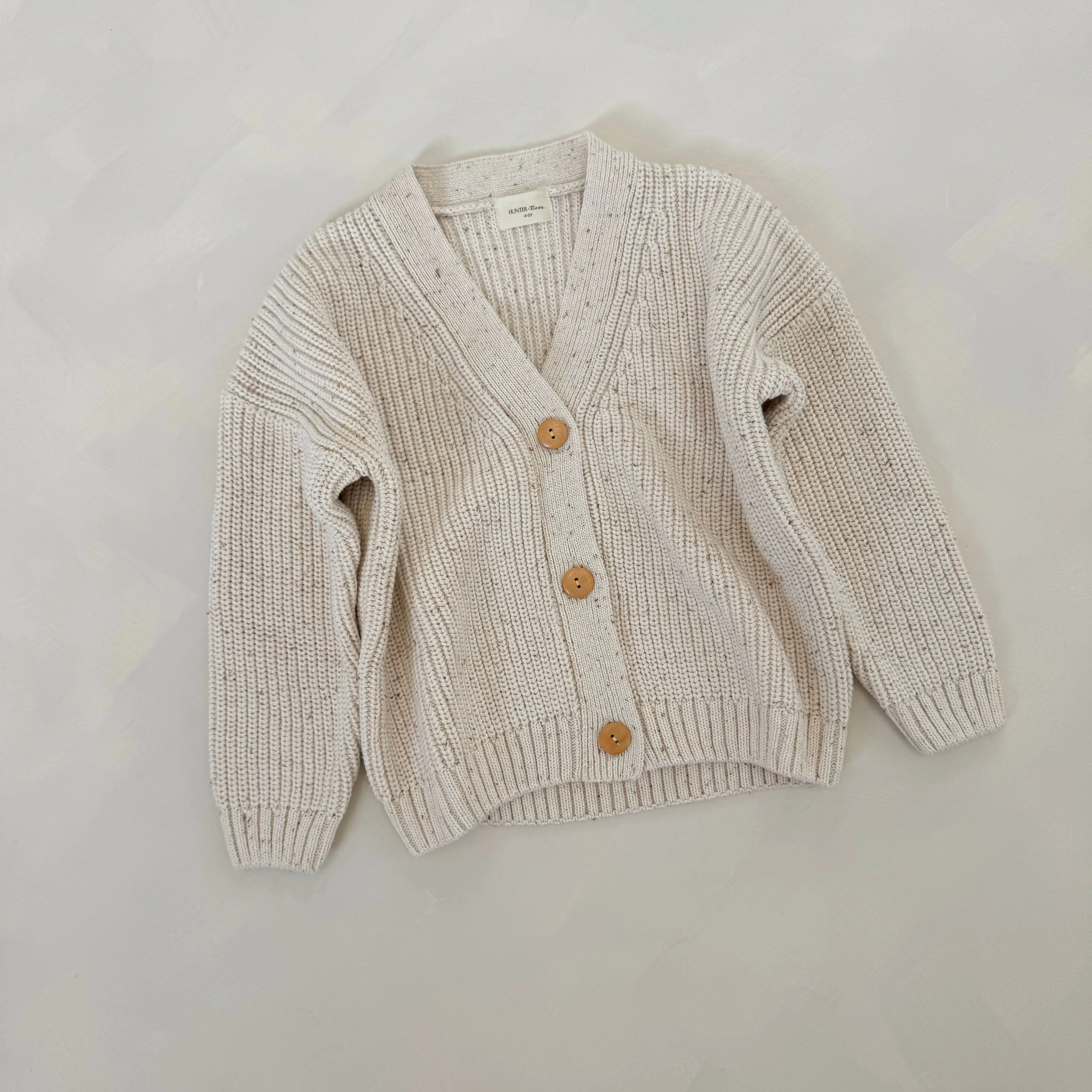 Avery Cocoa Flecked Chunky Knit Oversize Cardigan
