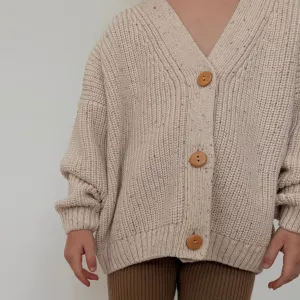 Avery Cocoa Flecked Chunky Knit Oversize Cardigan