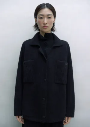 Baby Alpaca Polo Jacket, Black