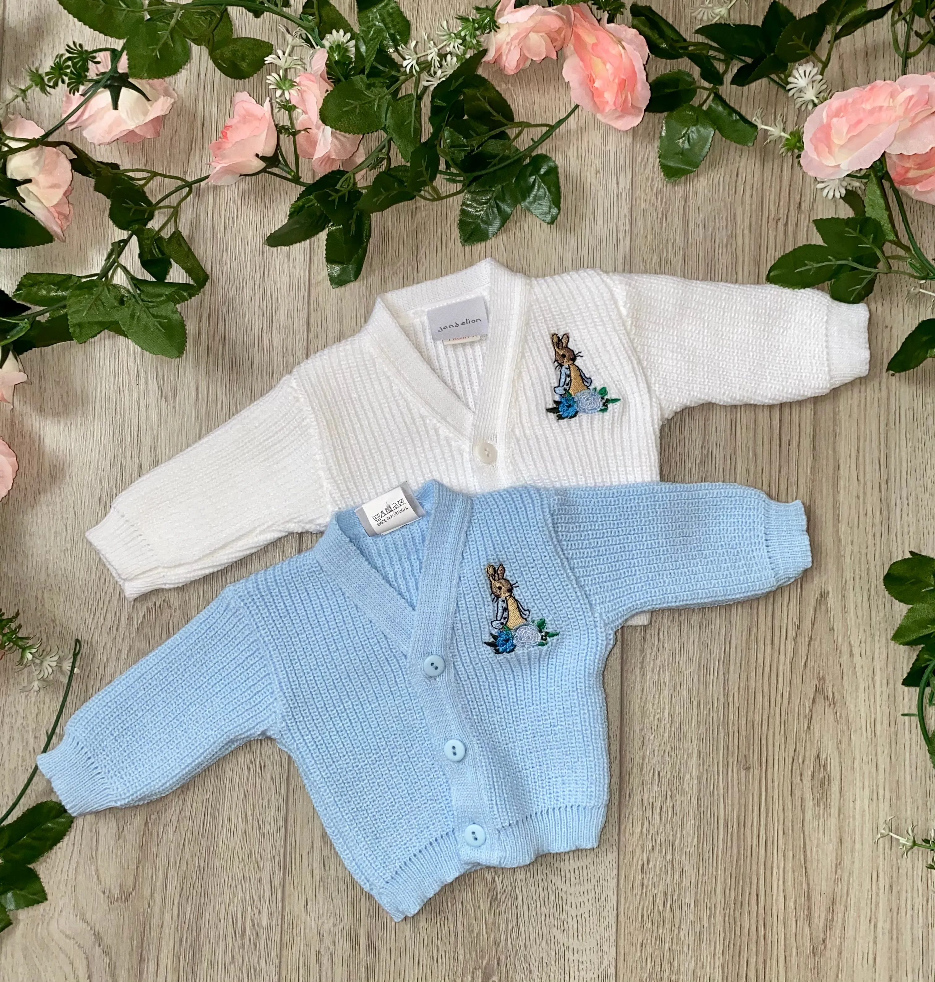 Baby boys Dandelion Soft Knit Peter Rabbit Premature Cardigan - Blue or White
