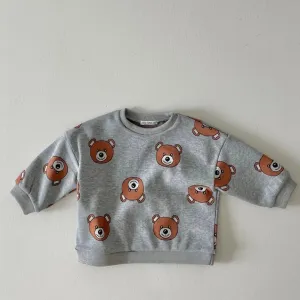 Baby Jacquard Bear Sweatshirt- Heather Grey