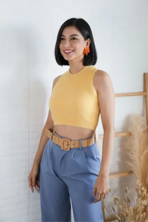 BAILEY Fuzzy Knit Tank Top (Pastel Yellow)