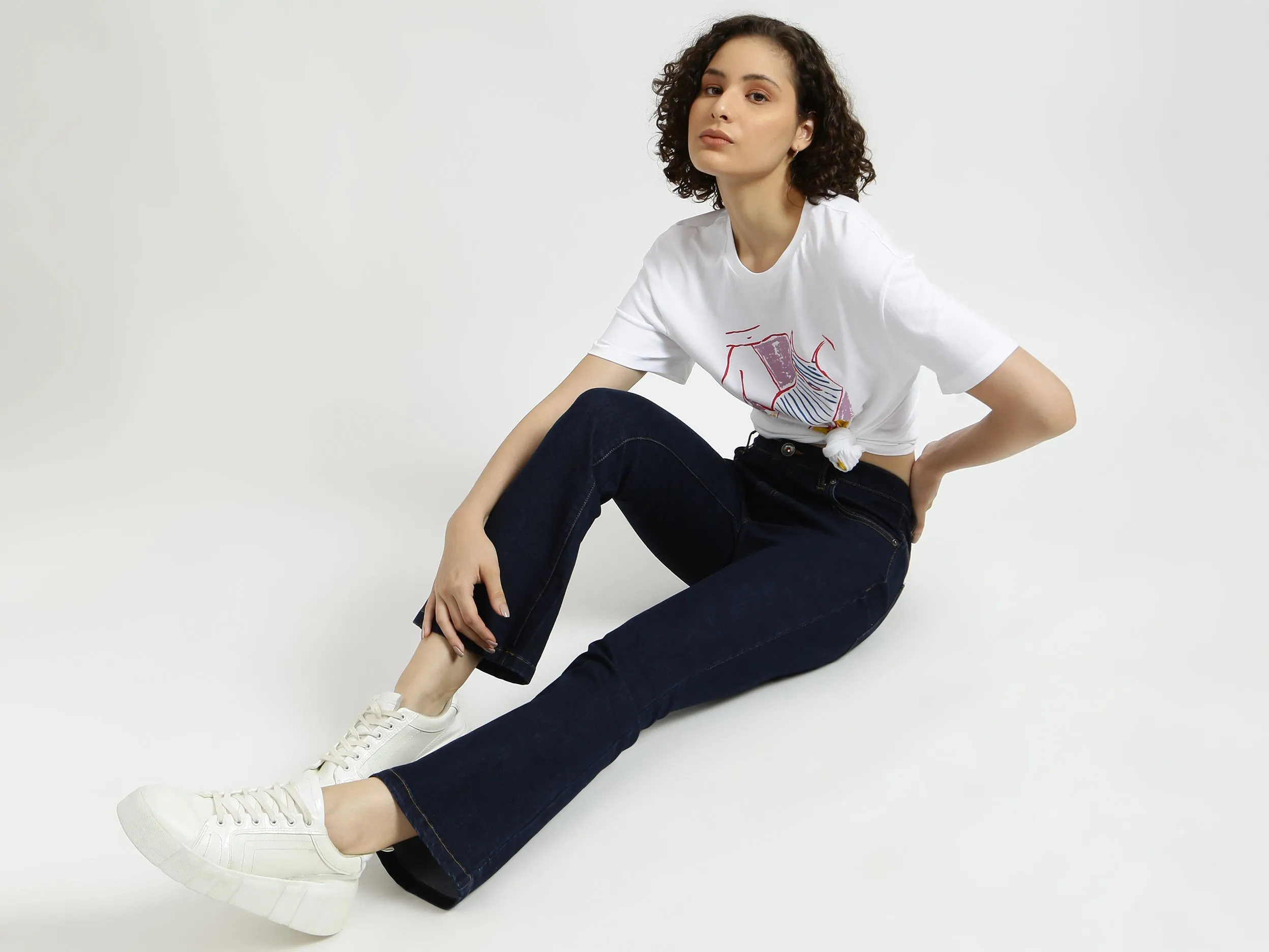 Basic Navy Blue Bootcut Jeans