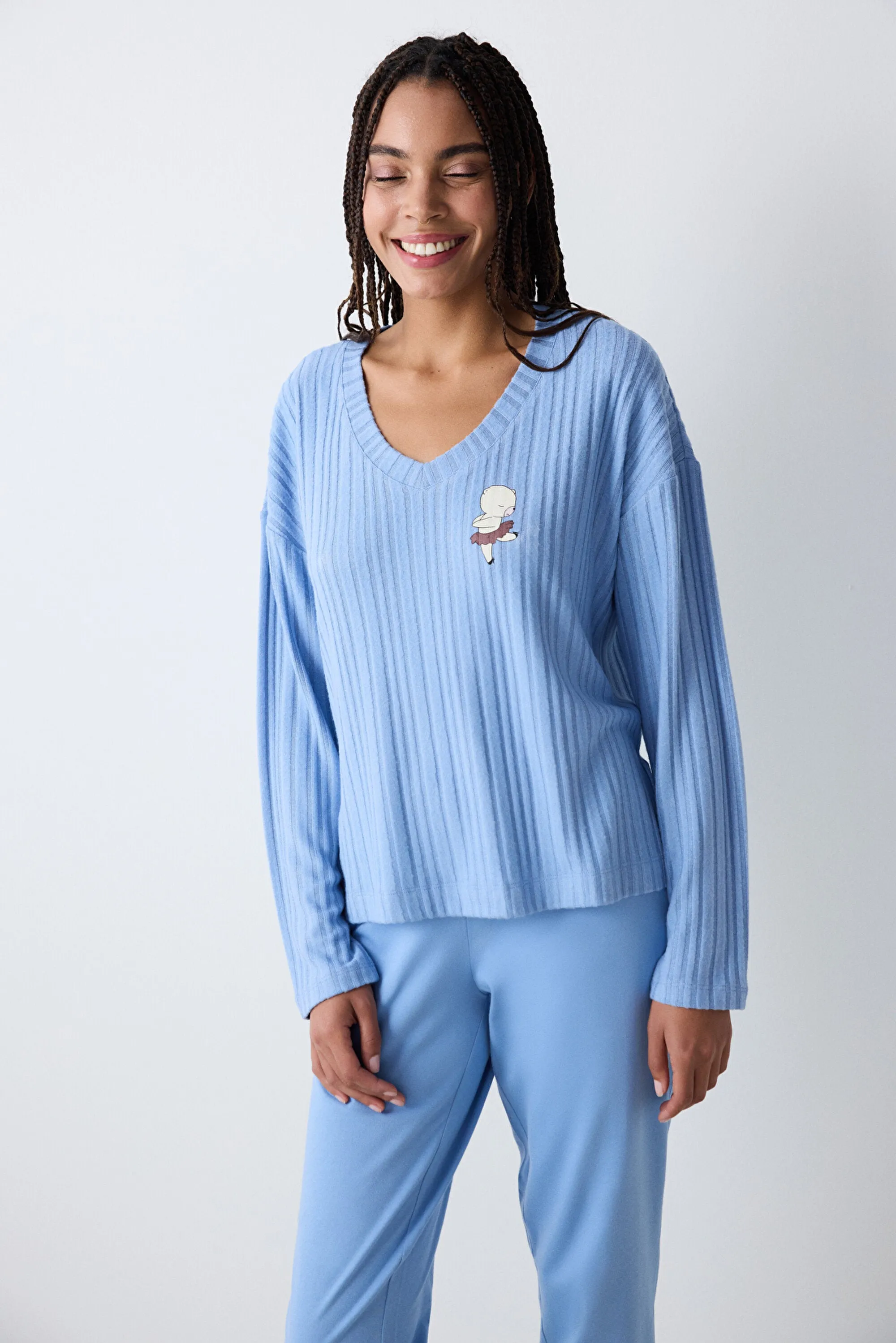 Bearlerina Blue Pants Pajama Set