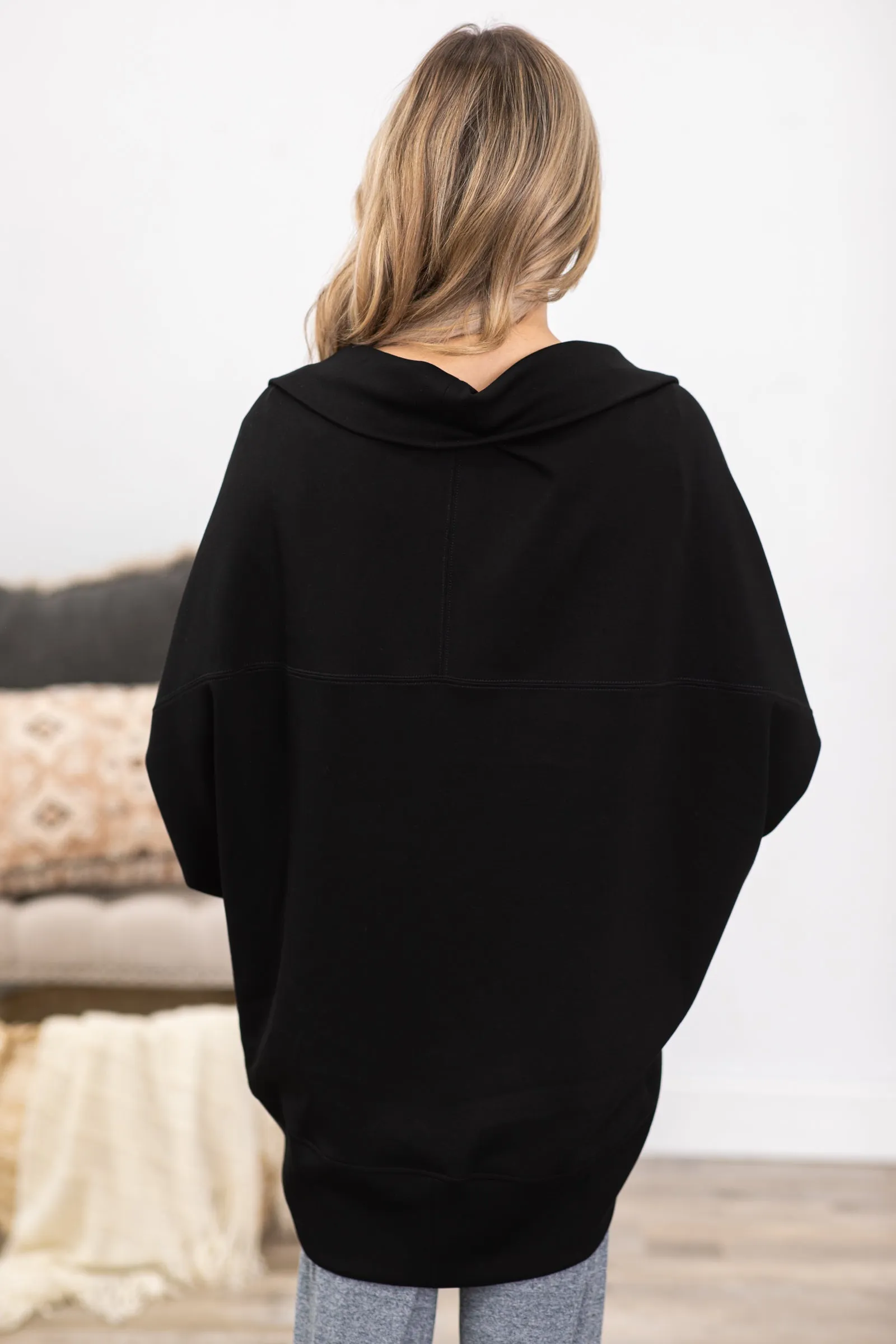 Black Elevated Cocoon Style Cardigan