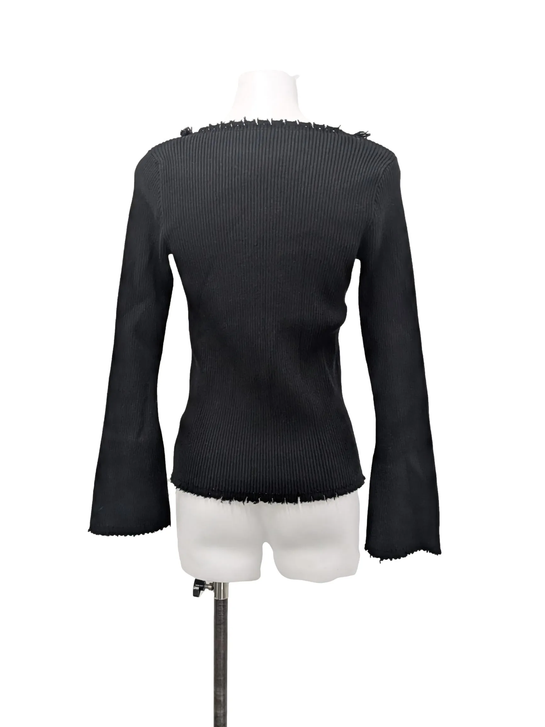 Black Pleated Furry Cardigan