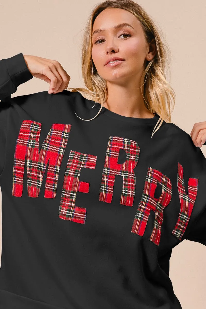 Black Red Plaid Merry Christmas Bibi Pullover 10/30/24 9180