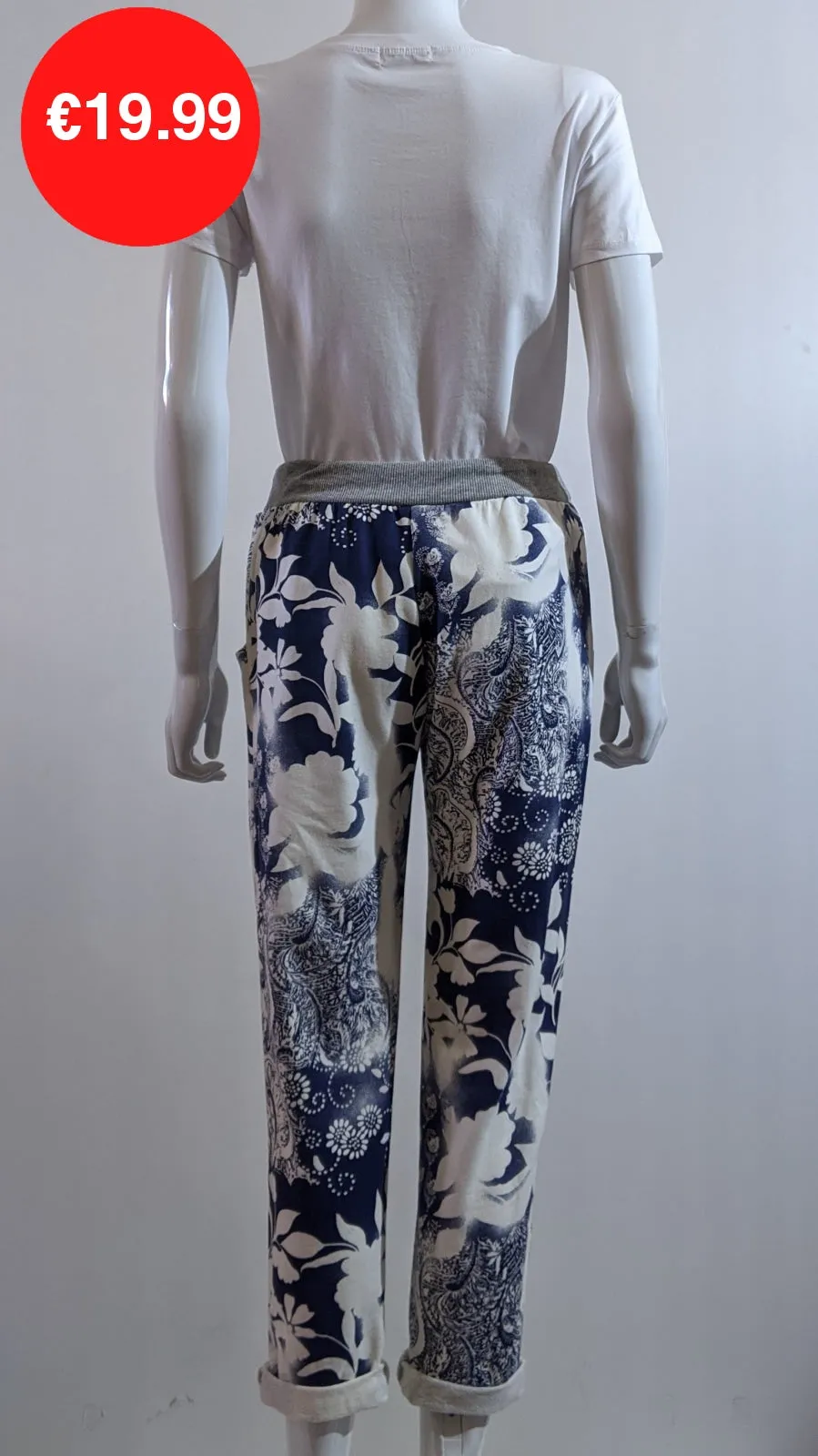 Blue Floral Print Magic Pants Joggers