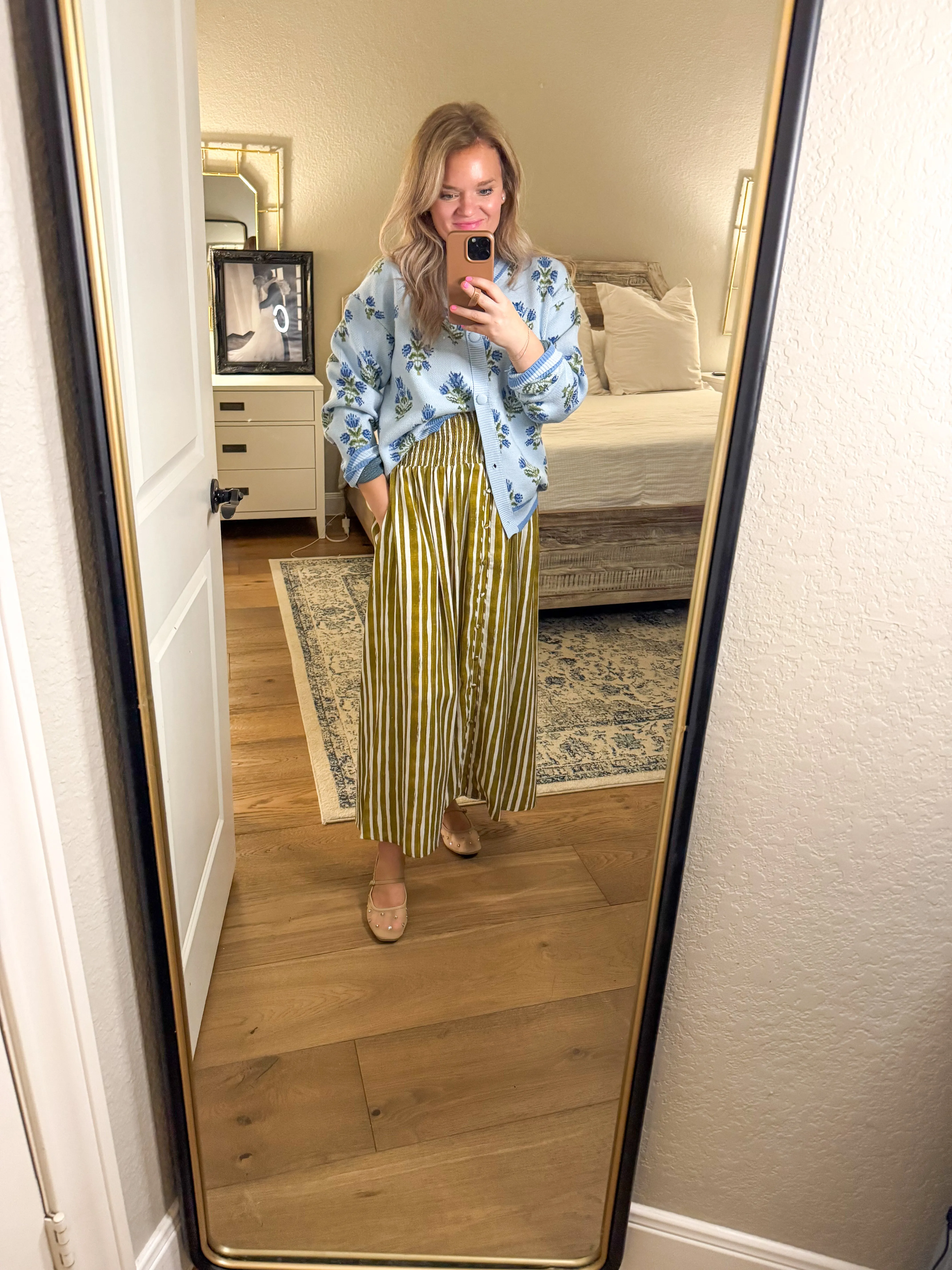 Blue Jacquard Floral Cardigan