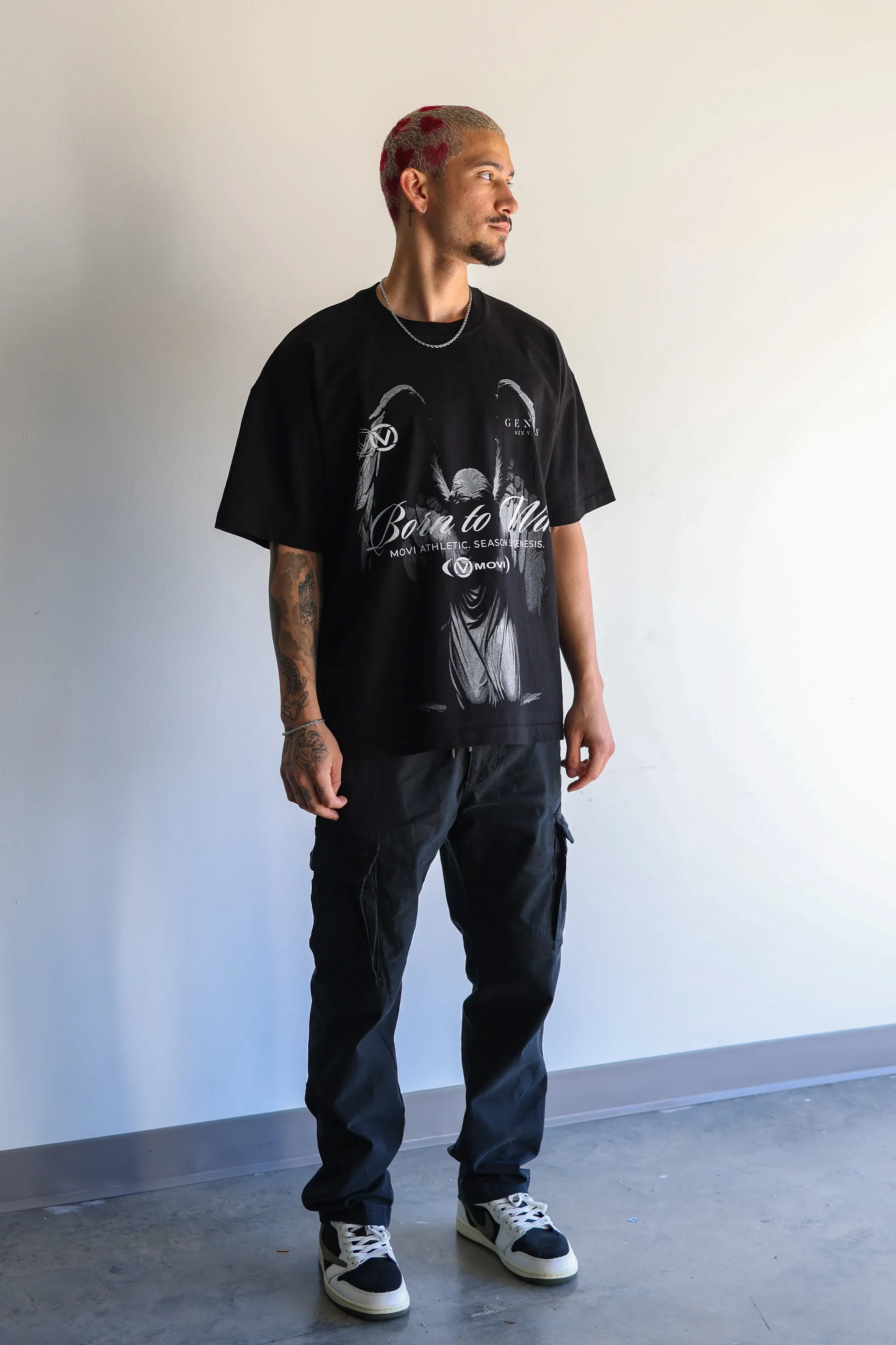 BORN TO WIN ANGEL T-SHIRT - BLACK