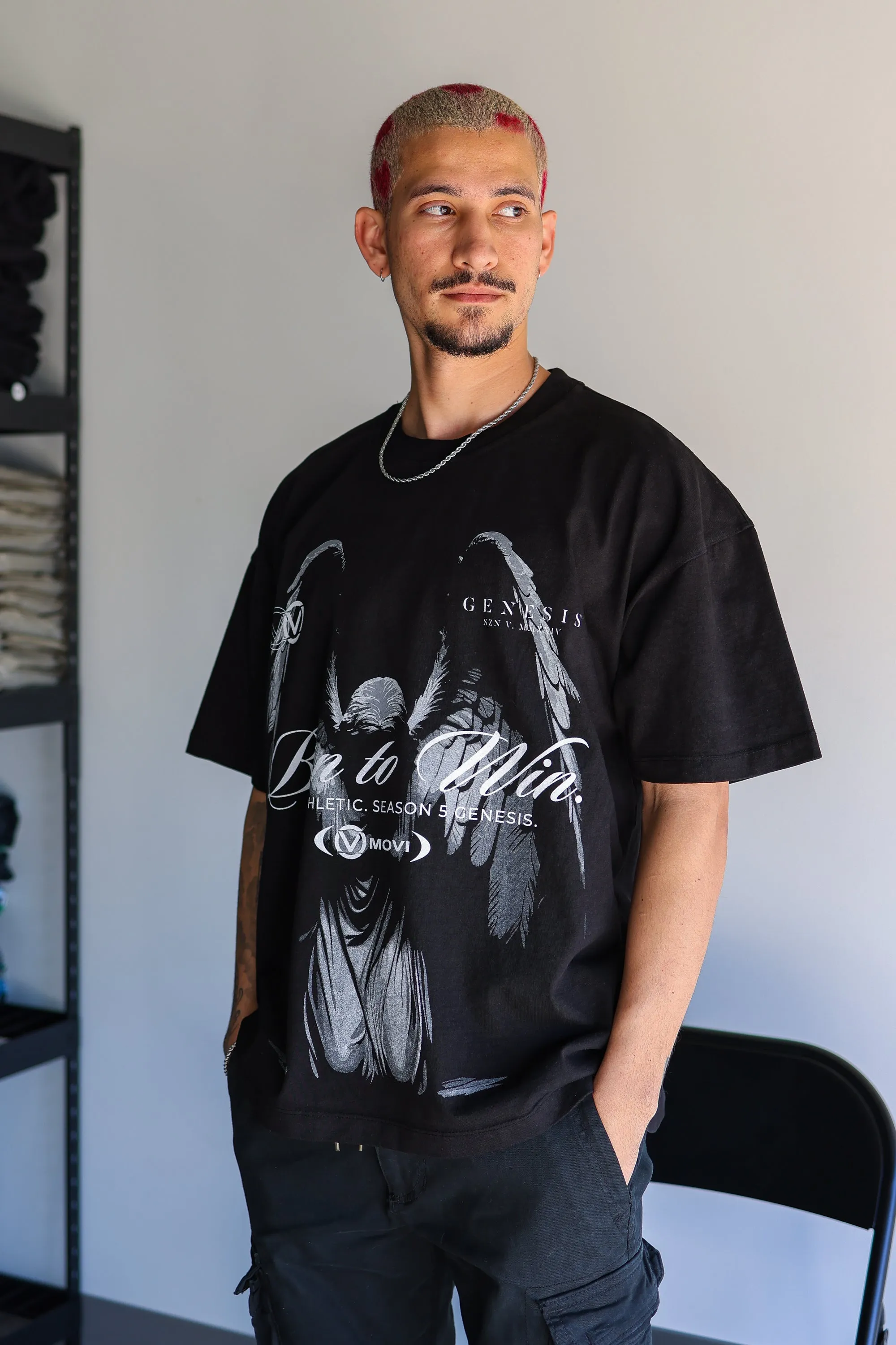 BORN TO WIN ANGEL T-SHIRT - BLACK