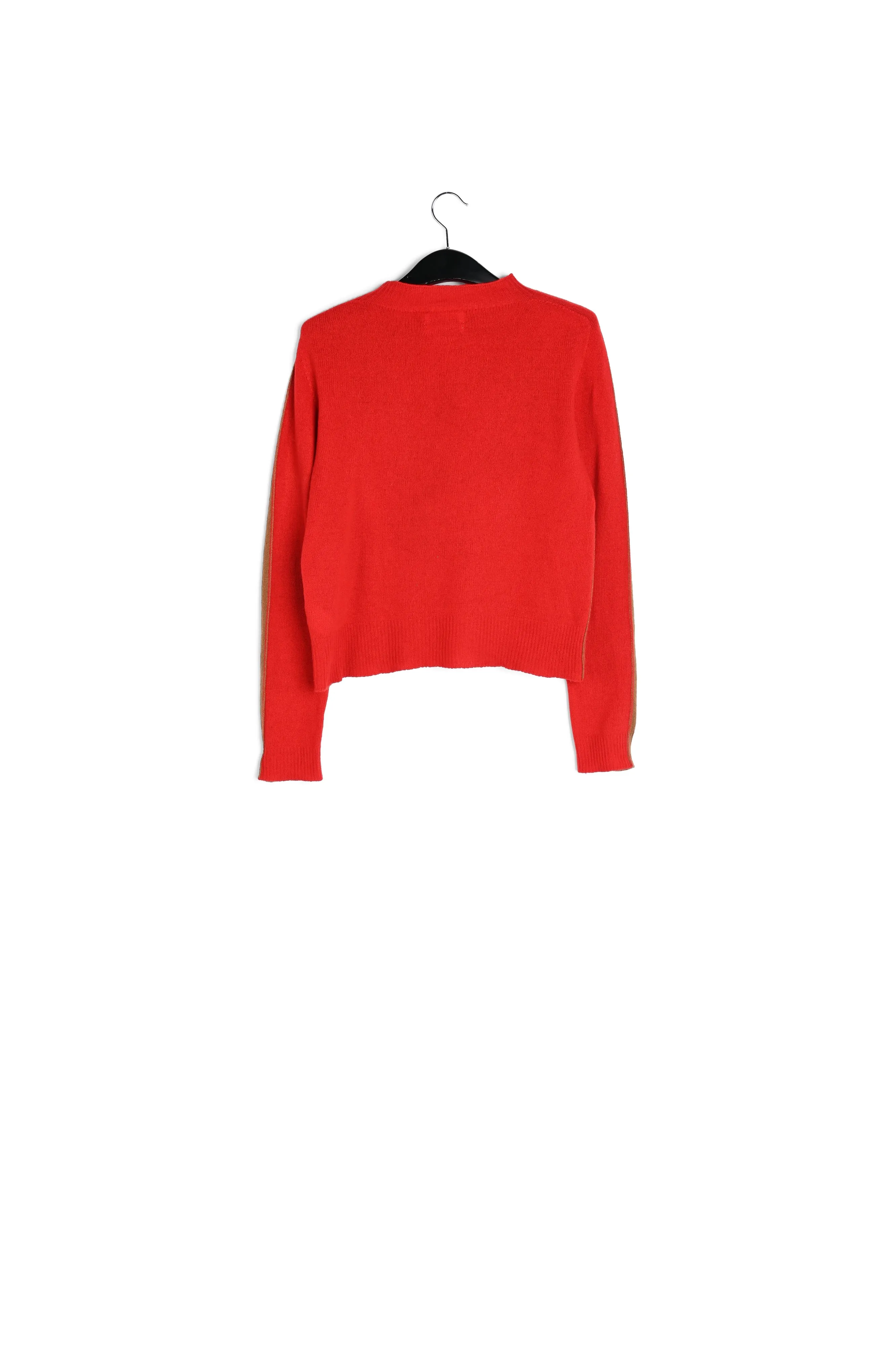 Brown and red merino-cashmere knit sweater