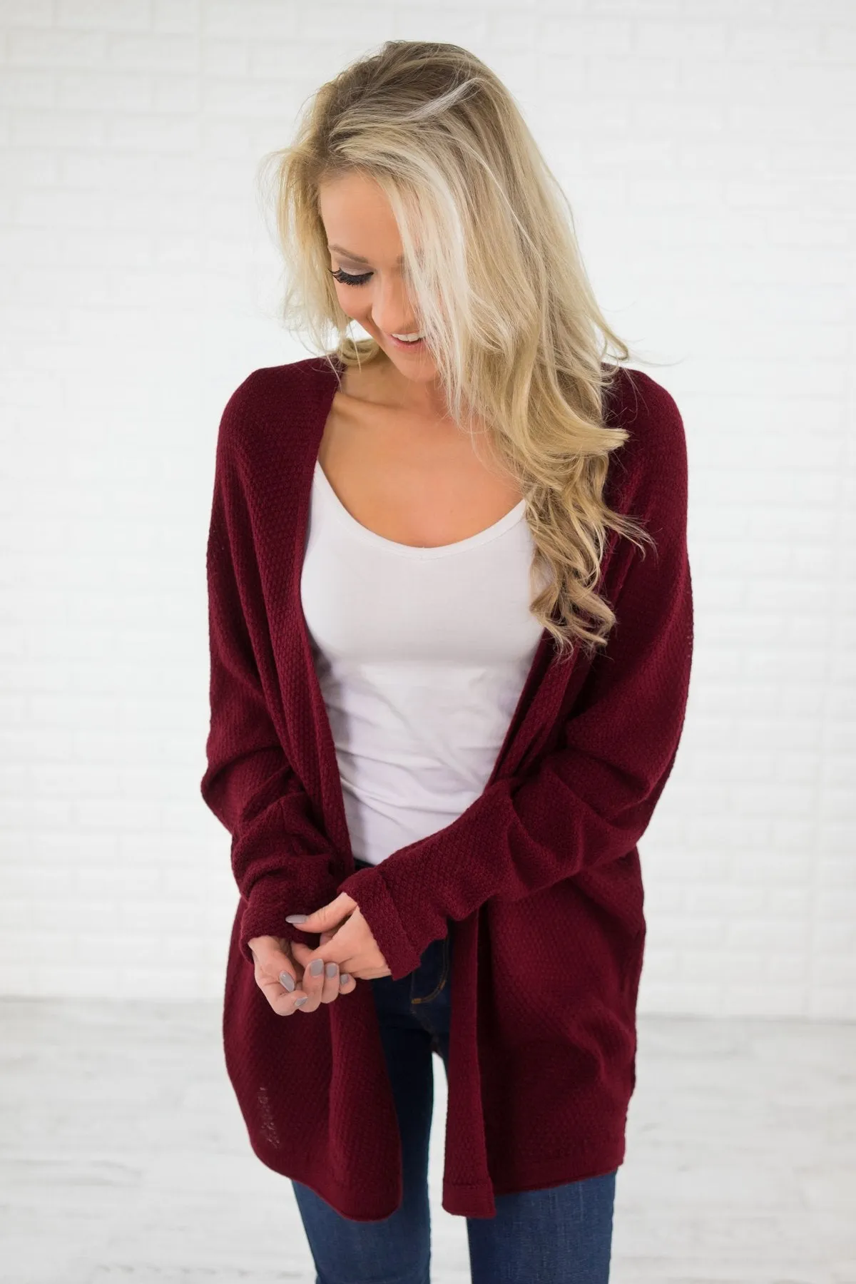 Burgundy Knit Cardigan