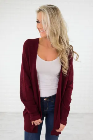 Burgundy Knit Cardigan
