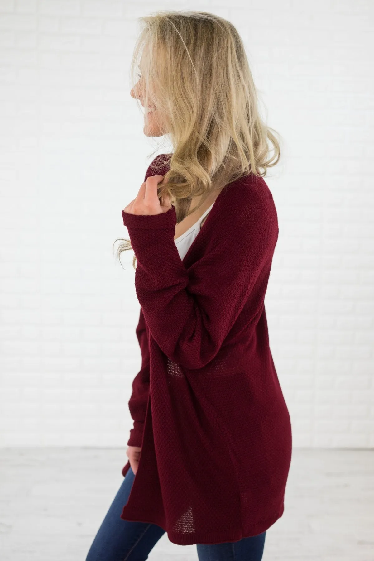 Burgundy Knit Cardigan