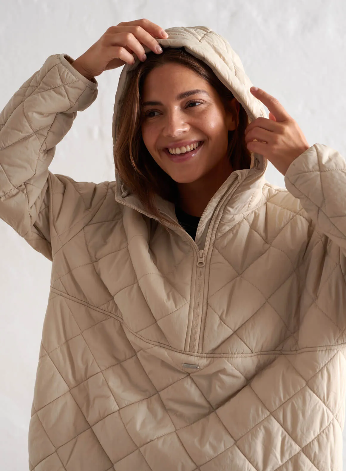 Café Au Lait Oversized Quilted Anorak