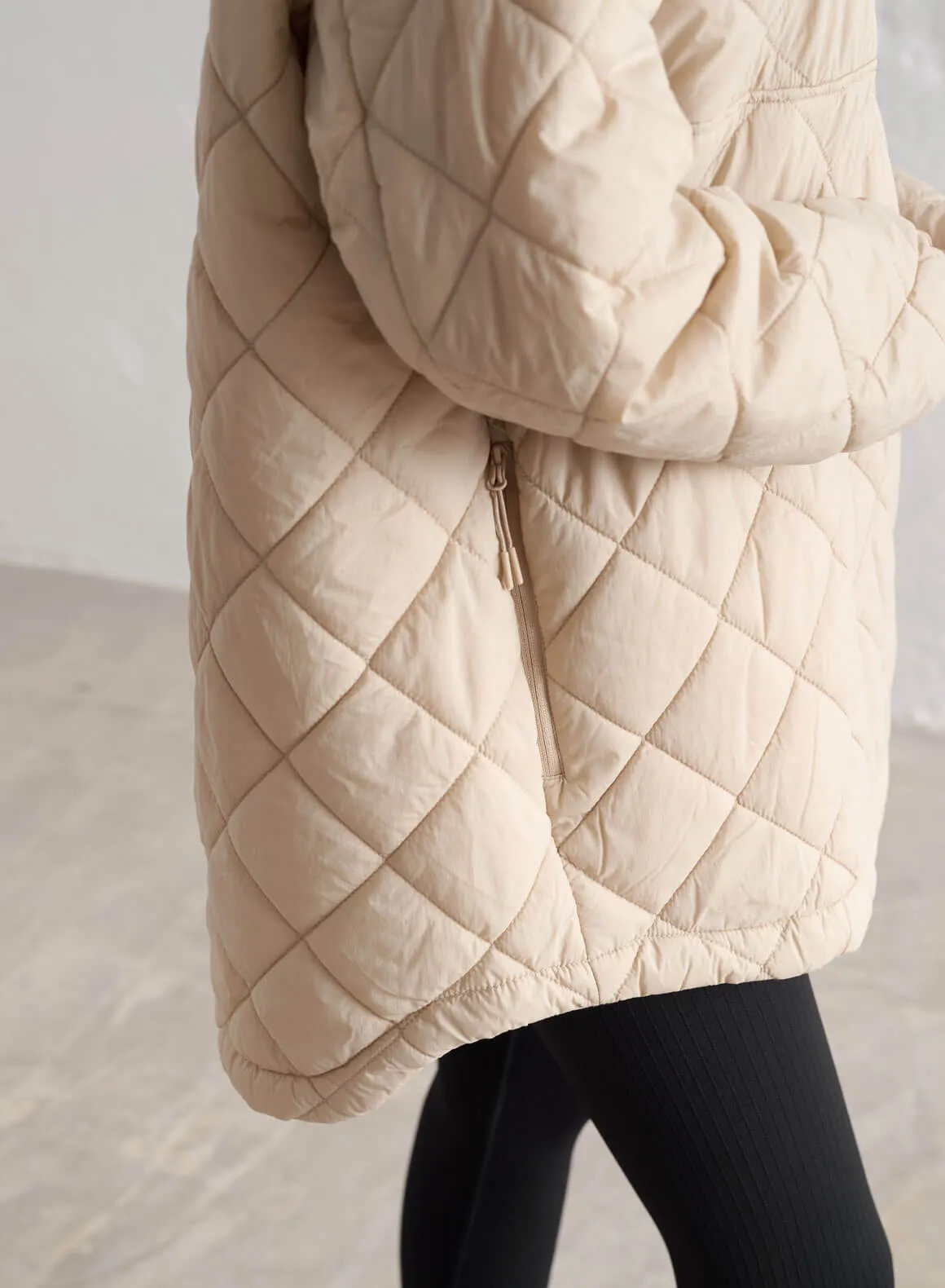 Café Au Lait Oversized Quilted Anorak