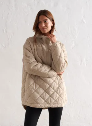 Café Au Lait Oversized Quilted Anorak