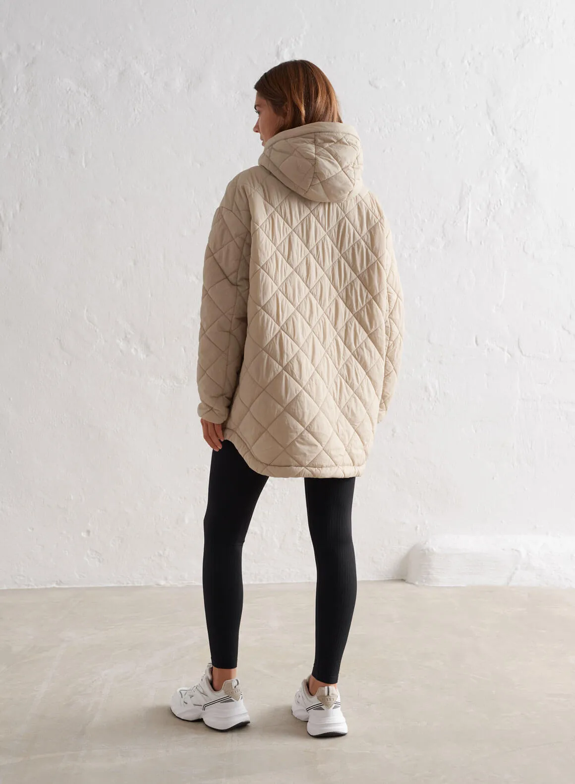 Café Au Lait Oversized Quilted Anorak