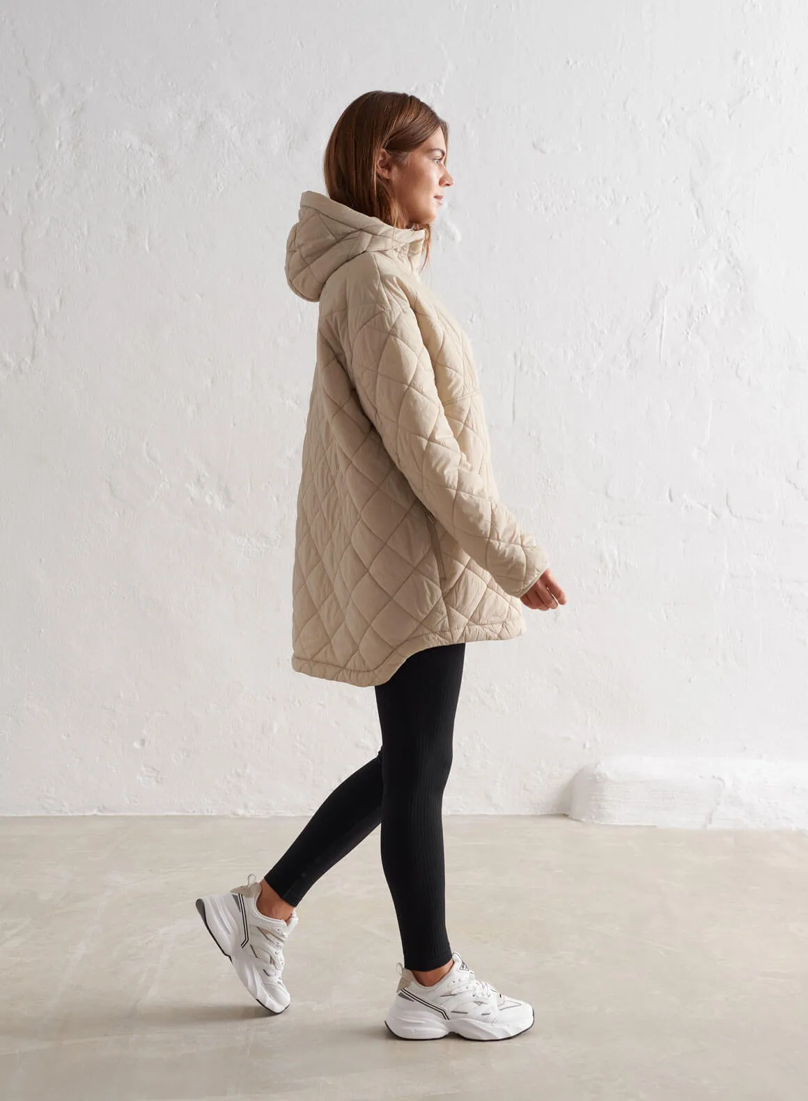 Café Au Lait Oversized Quilted Anorak