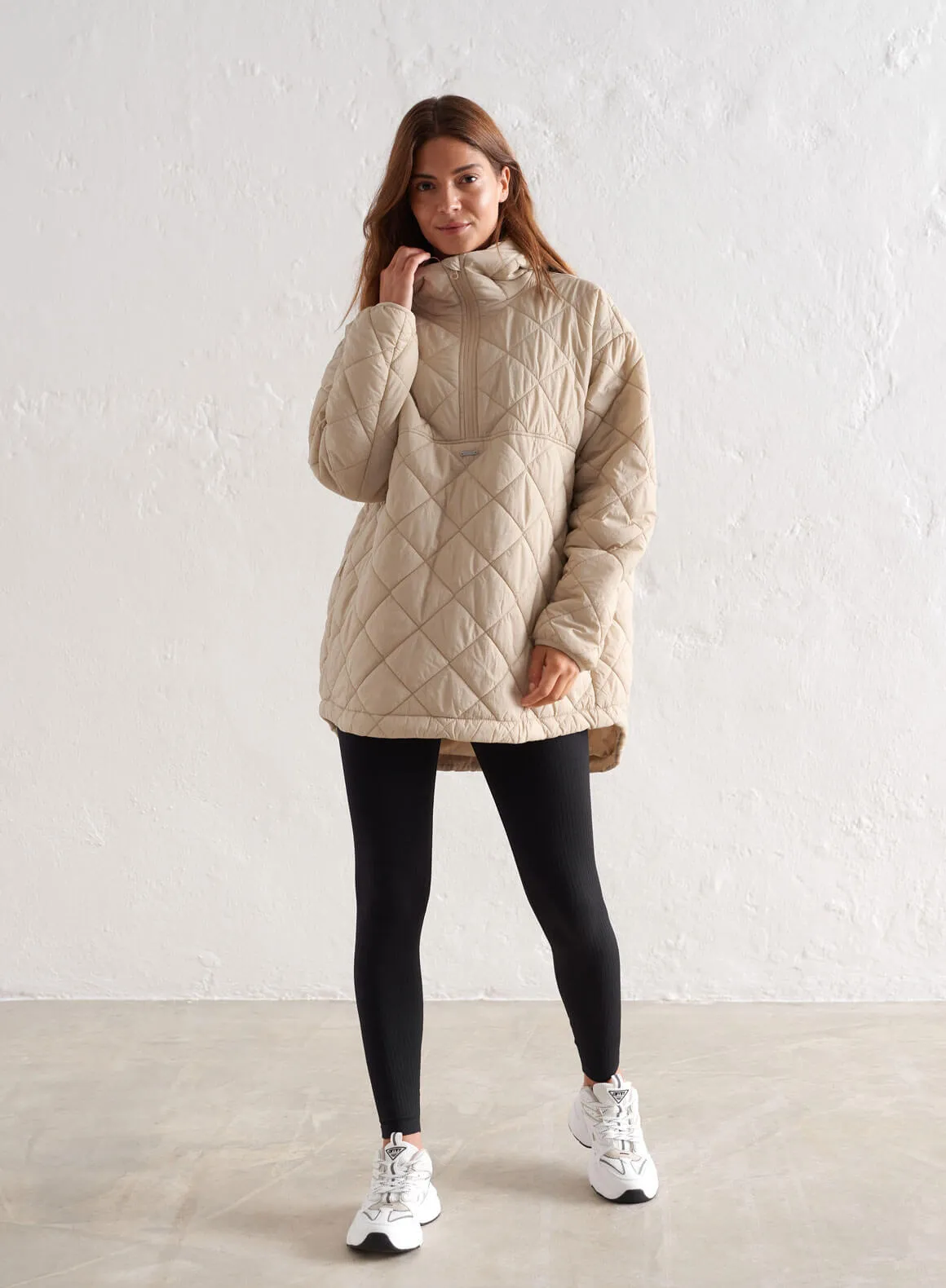 Café Au Lait Oversized Quilted Anorak