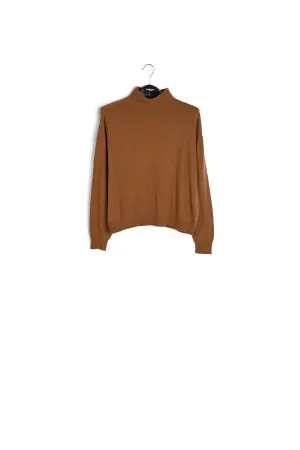 Camel merino wool blend turtleneck sweater
