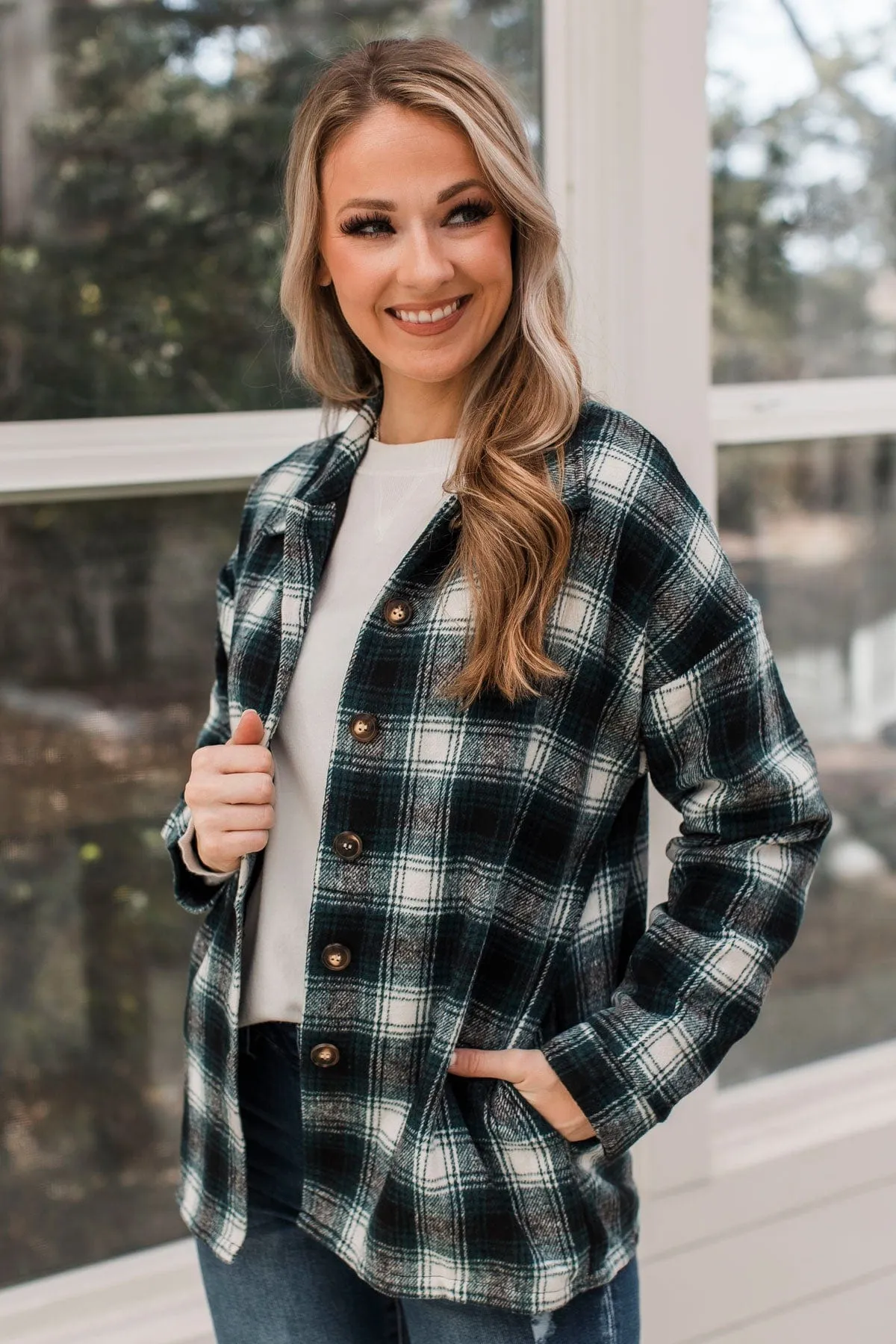 Campfire Nights Plaid Jacket- Black & Green