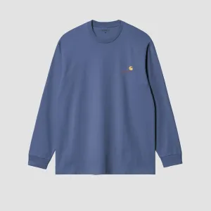 Carhartt WIP American Script Longsleeve T-Shirt Blue Iris