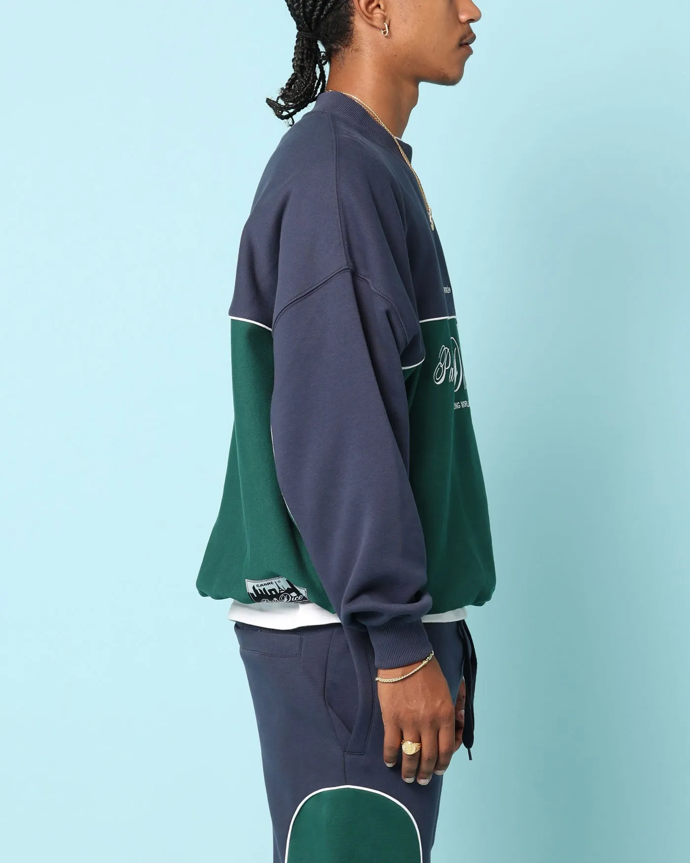 Carré Paris Dice Club Oversized Panel Crewneck Forest Green/Midnight