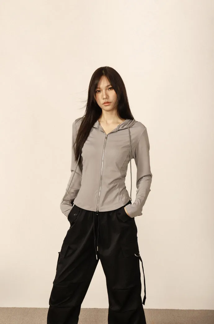 Casual cardigan slimming shoulder crop hoodi