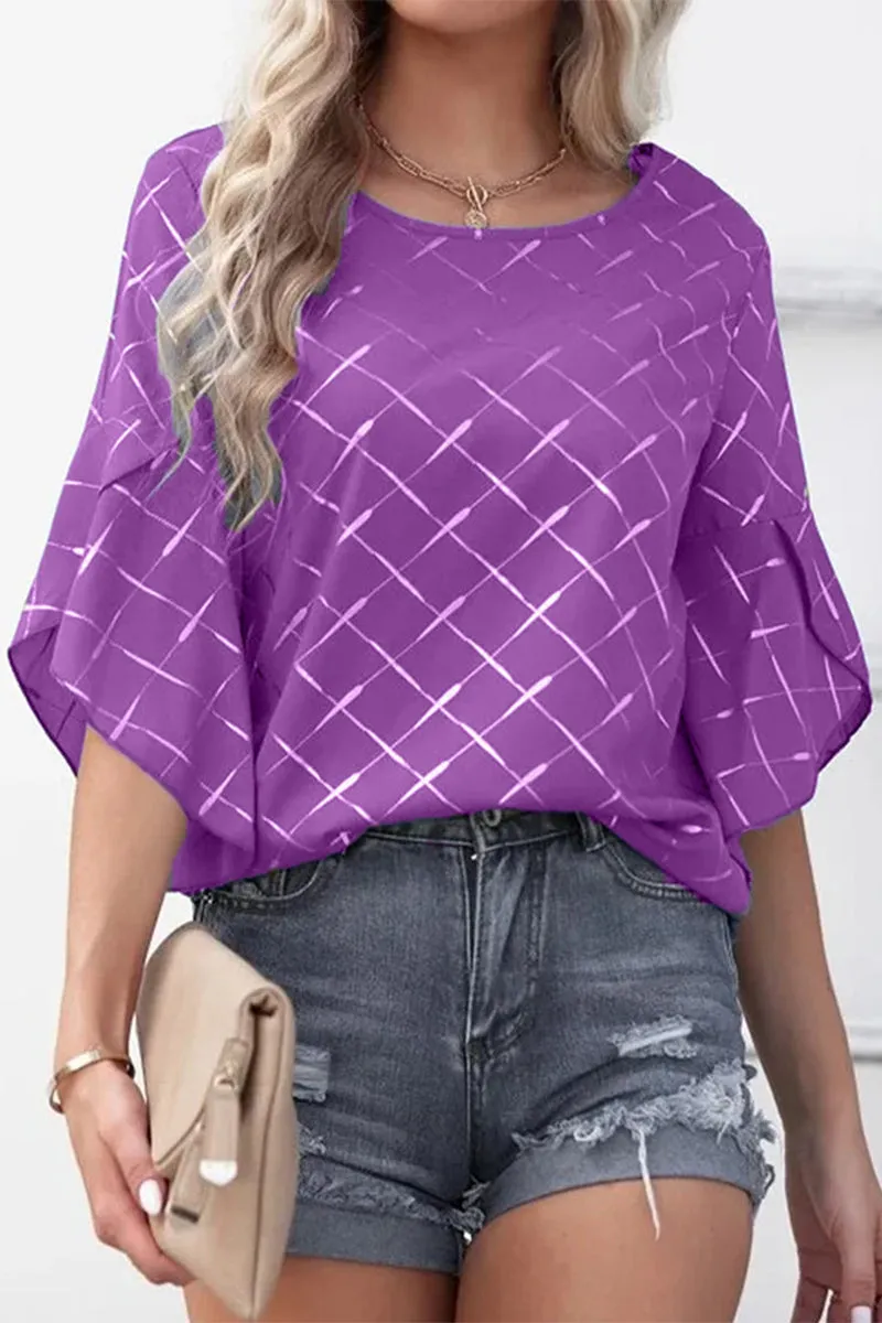 Casual Daily Striped Patchwork O Neck T-Shirts(6 Colors)